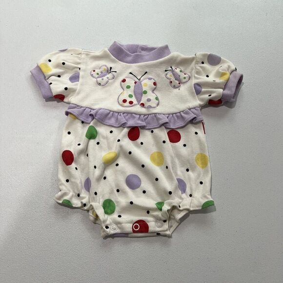 Color Track Other - Color Track Vintage Baby Bodysuit Size 18 Months Multicolor Polka Dots Butterfly